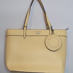 Guess Los Angeles Yellow Purse Coin Purse Lined Complete Tote Large
